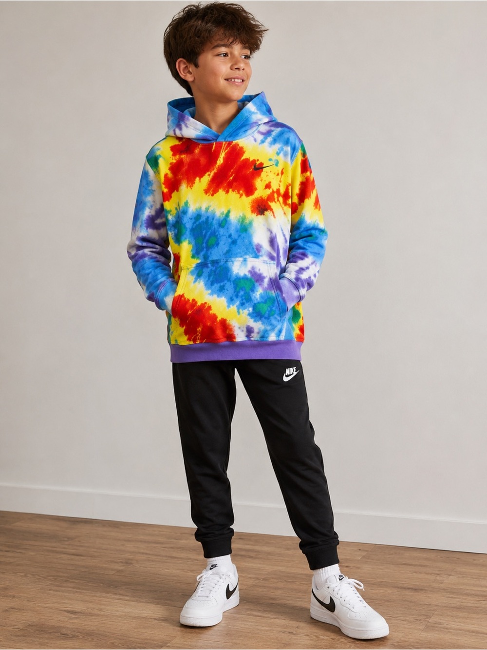 Nike Kids Multicolor Tie Dye Fleece Pullover Hoodie Youth XL